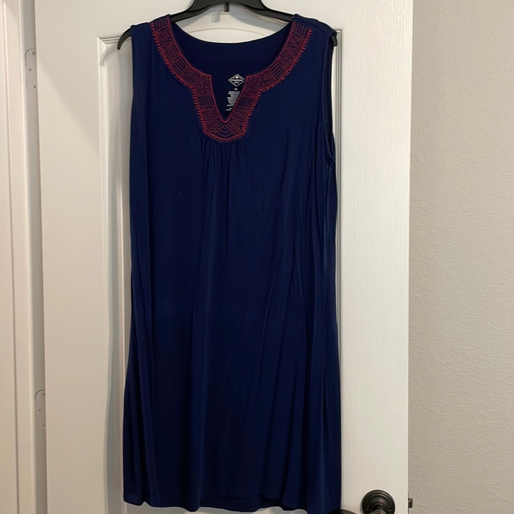St. John’s Bay Navy Embroidered Sleeveless Dress